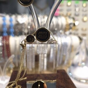 Miu Miu Gold and Black Earring And Necklace